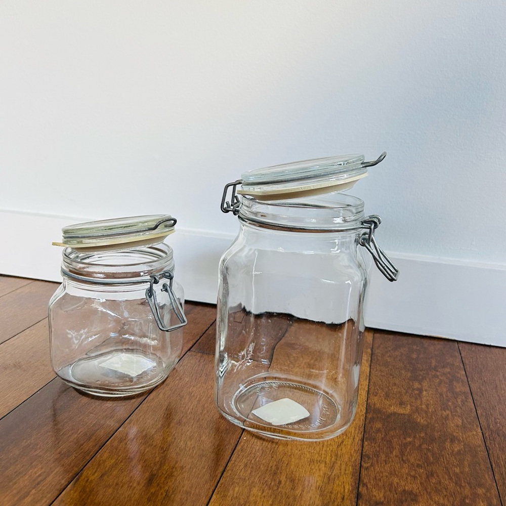 Glass Storage Jars with Metal Clasp